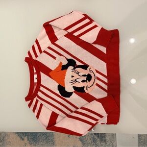 Disney Red and Pink Minnie Mouse Knit Christmas Pullover